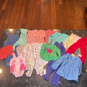16 Piece Lot of Baby Toddler Girl Clothes 18 Months Cotton One Piece Carters
